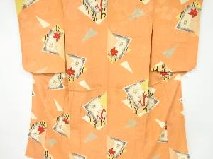 アンティーク　紋錦紗色紙に花模様着物